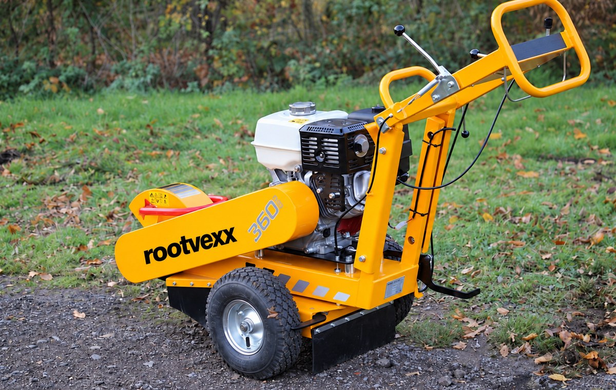 360 SW stump grinder, rear three-quarter view