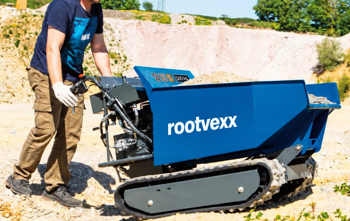 DP5000 tracked mini dumper, side profile working on a slope