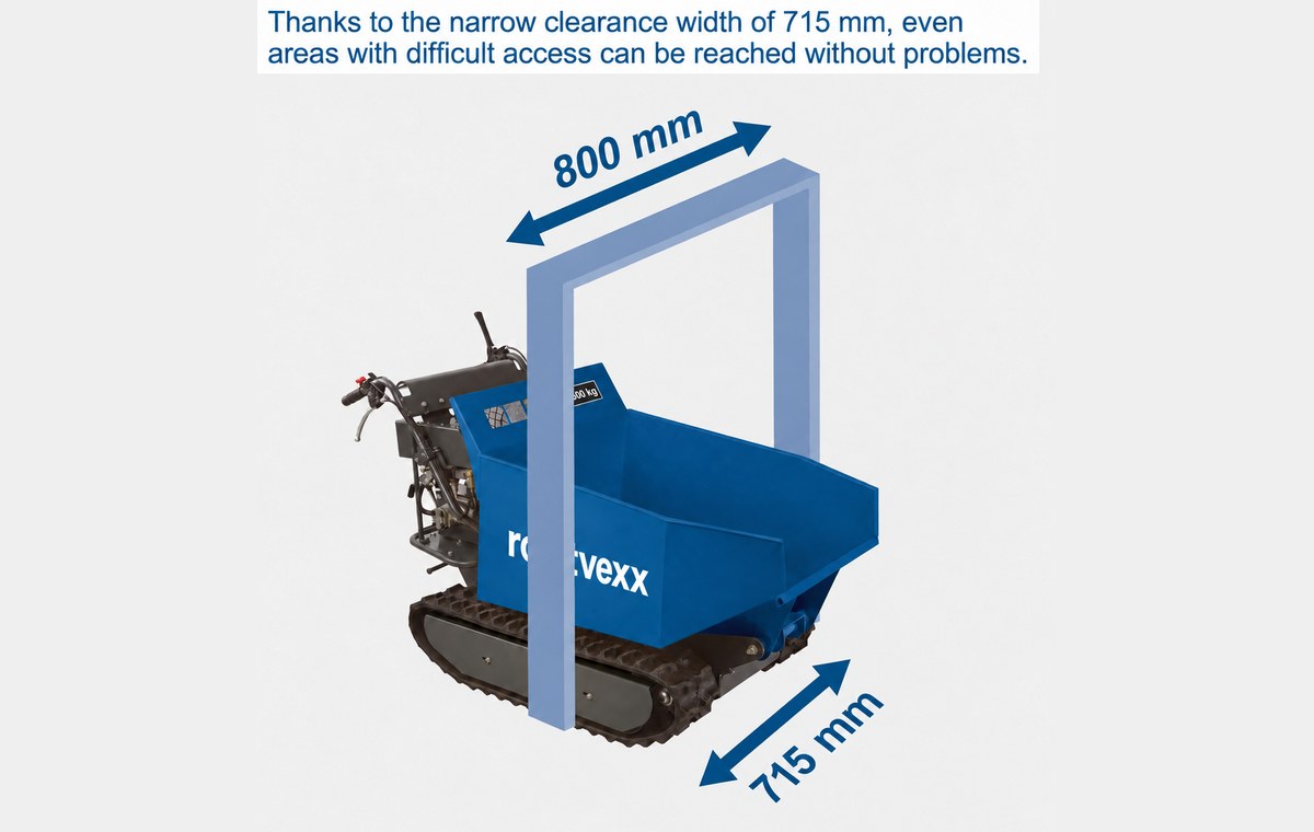 DP5000 tracked mini dumper, 715 mm clearance width on an 800 mm frame