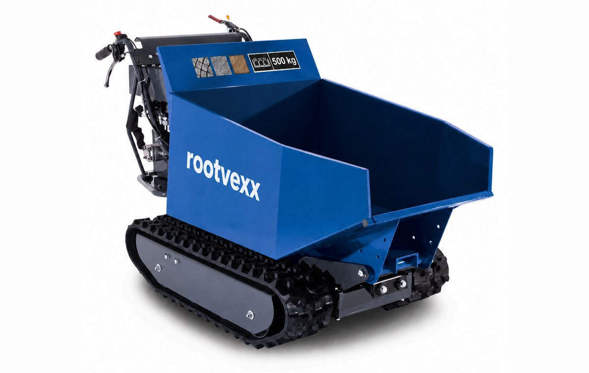 DP5000 tracked mini dumper, studio view of the tracks and skip